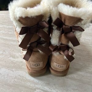 UGG Tan Boots with Brown Bows